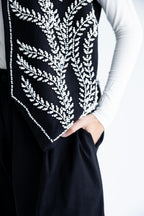 Palm-embroidered set in cotton - Black