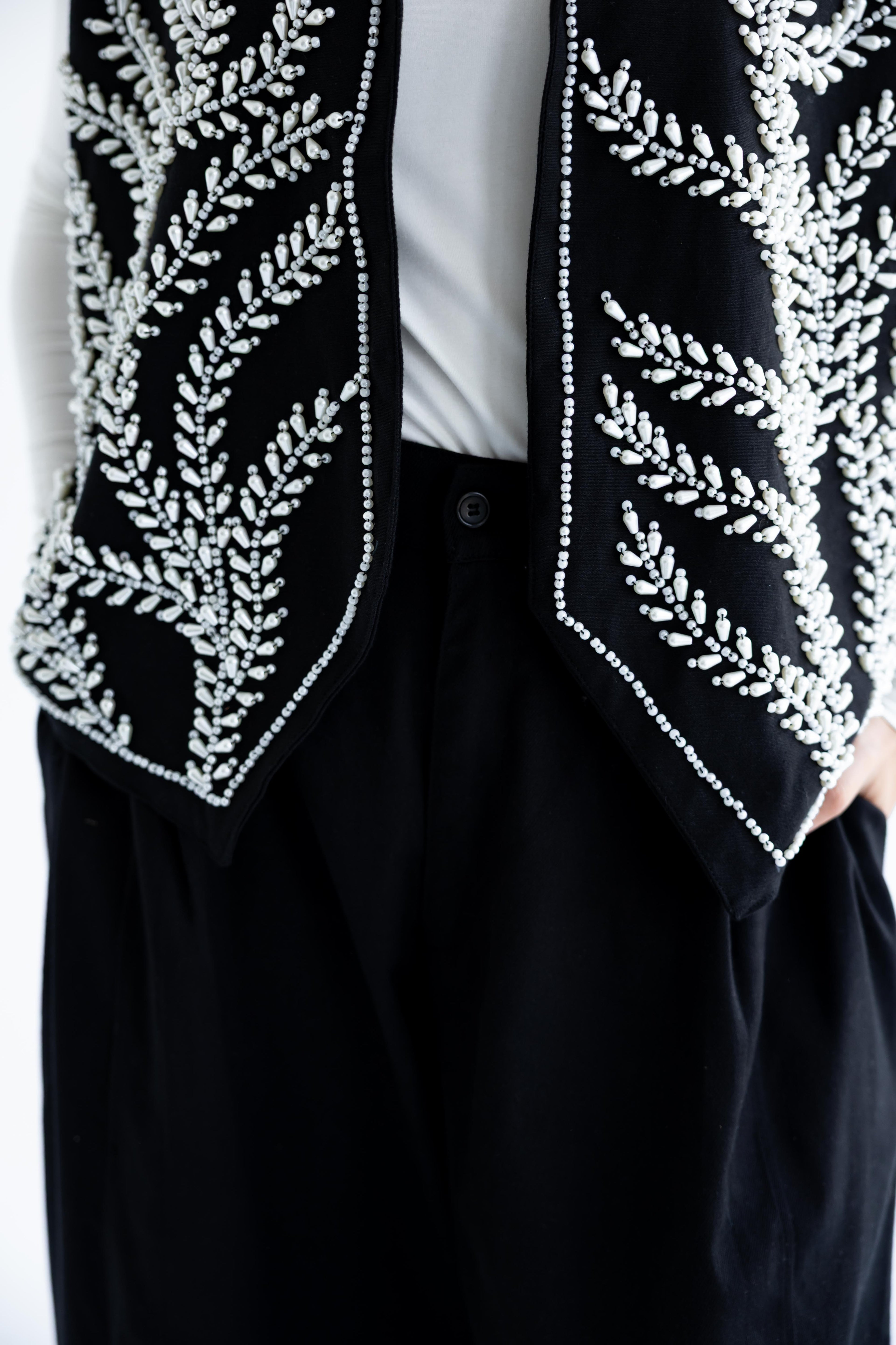 Palm-embroidered set in cotton - Black