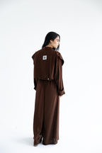 Layered modest set in linen blend – Chocolate brown