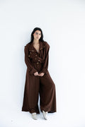 Layered modest set in linen blend – Chocolate brown