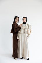 Layered modest set in linen blend – Beige