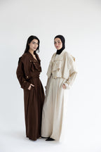 Layered modest set in linen blend – Beige
