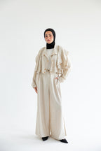Layered modest set in linen blend – Beige