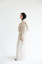 Layered modest set in linen blend – Beige
