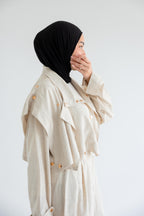 Layered modest set in linen blend – Beige