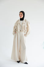 Layered modest set in linen blend – Beige