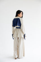Linen & Denim Belted Set – Beige