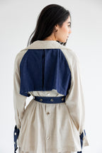 Linen & Denim Belted Set – Beige