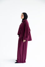 Pinstriped set in anti-wrinkle Linen TR - Burgundy