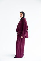 Pinstriped set in anti-wrinkle Linen TR - Burgundy