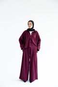 Pinstriped set in anti-wrinkle Linen TR - Burgundy