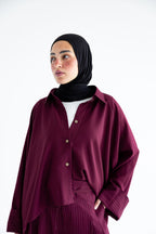 Pinstriped set in anti-wrinkle Linen TR - Burgundy