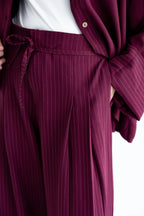 Pinstriped set in anti-wrinkle Linen TR - Burgundy