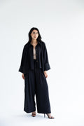 Pinstriped set in anti-wrinkle Linen TR - Black