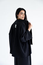 Pinstriped set in anti-wrinkle Linen TR - Black