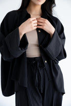 Pinstriped set in anti-wrinkle Linen TR - Black