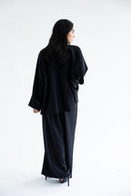 Pinstriped pant in anti-wrinkle Linen TR - Black