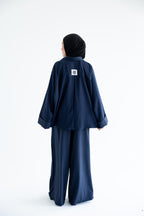 Pinstriped set in anti-wrinkle Linen TR - Navy