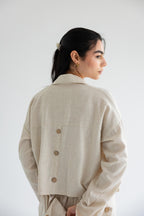 Cropped set in relaxed linen - Beige