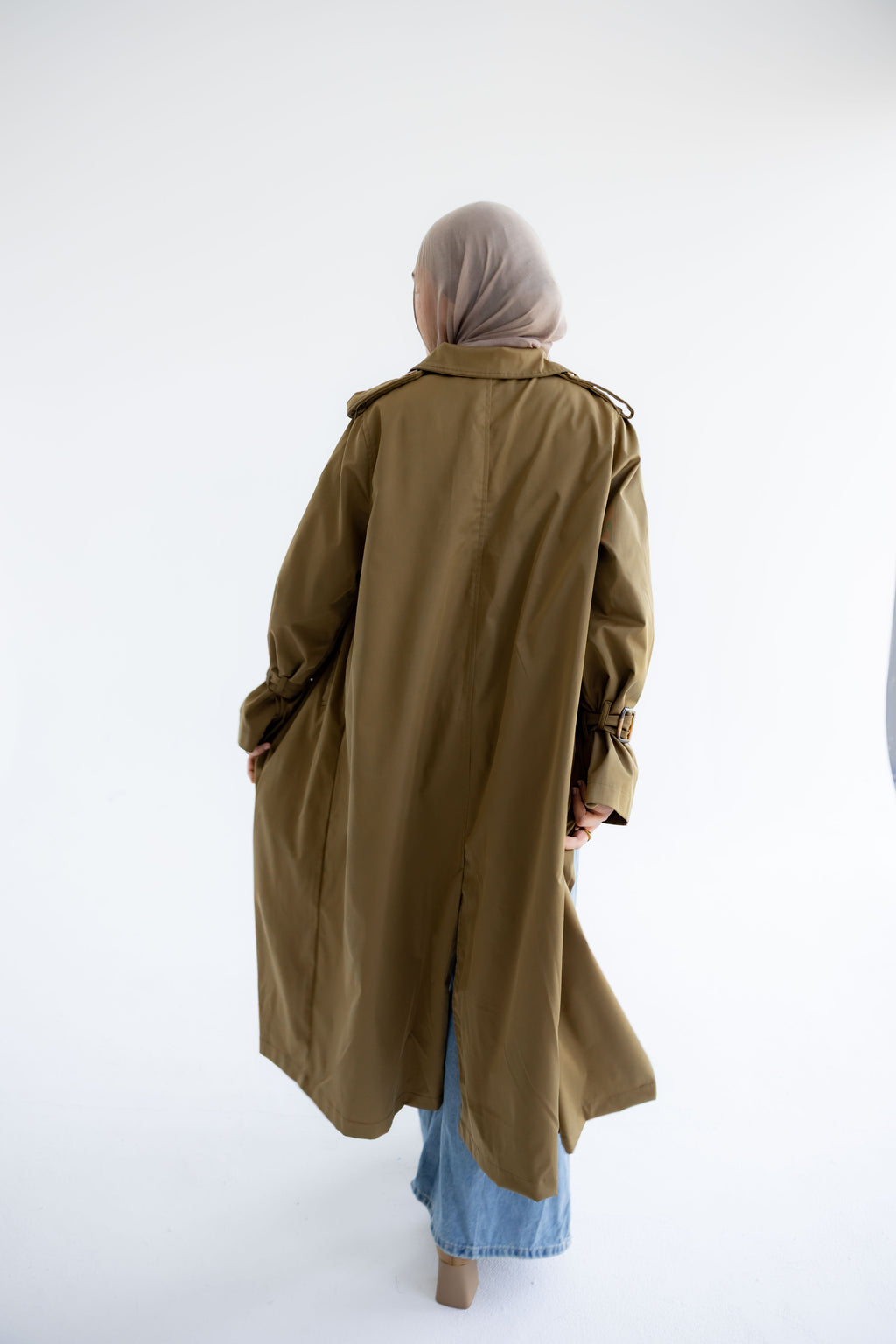 Waterproof Gabardine Trench Coat - Olive
