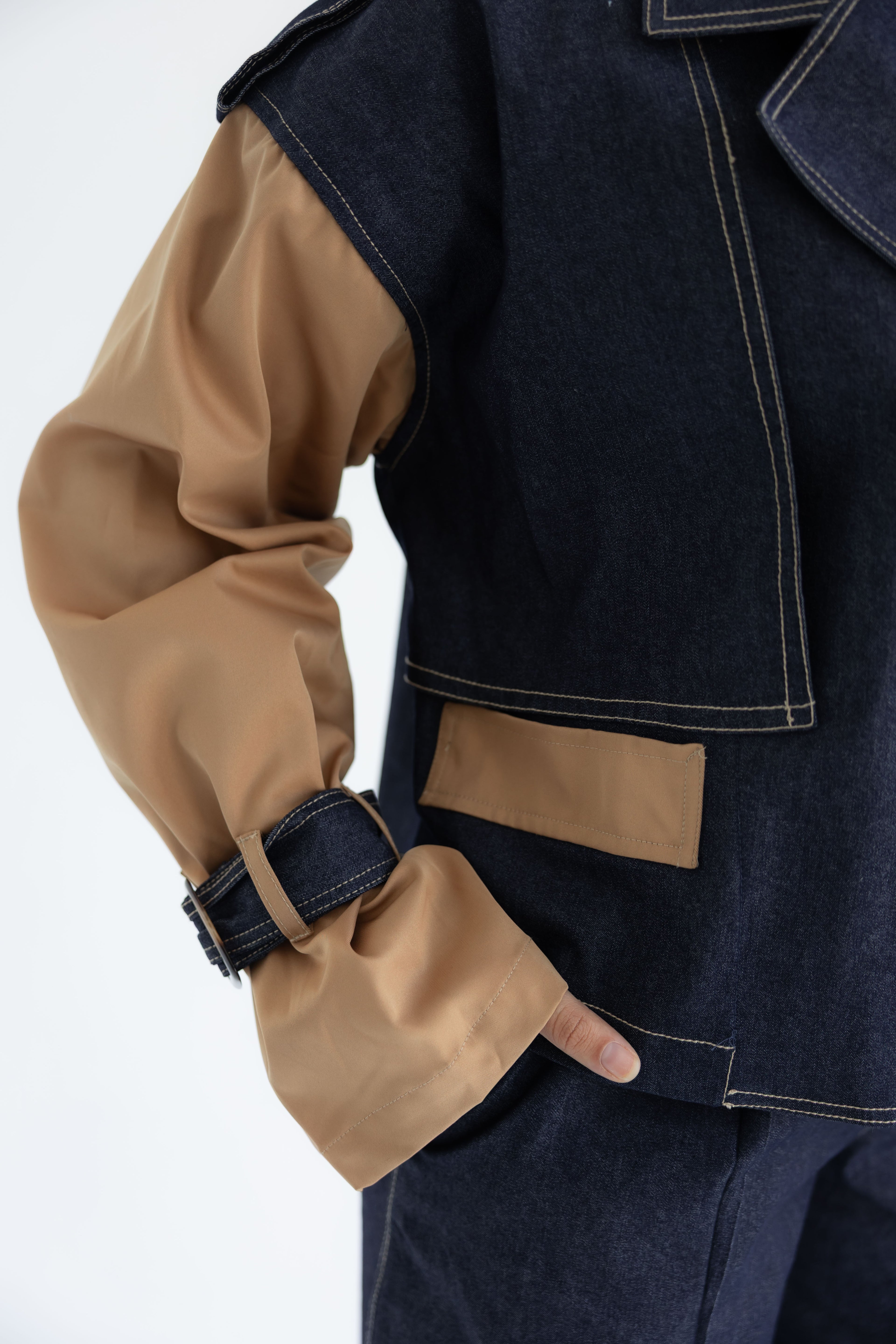 Denim Suit with Gabardine Sleeves