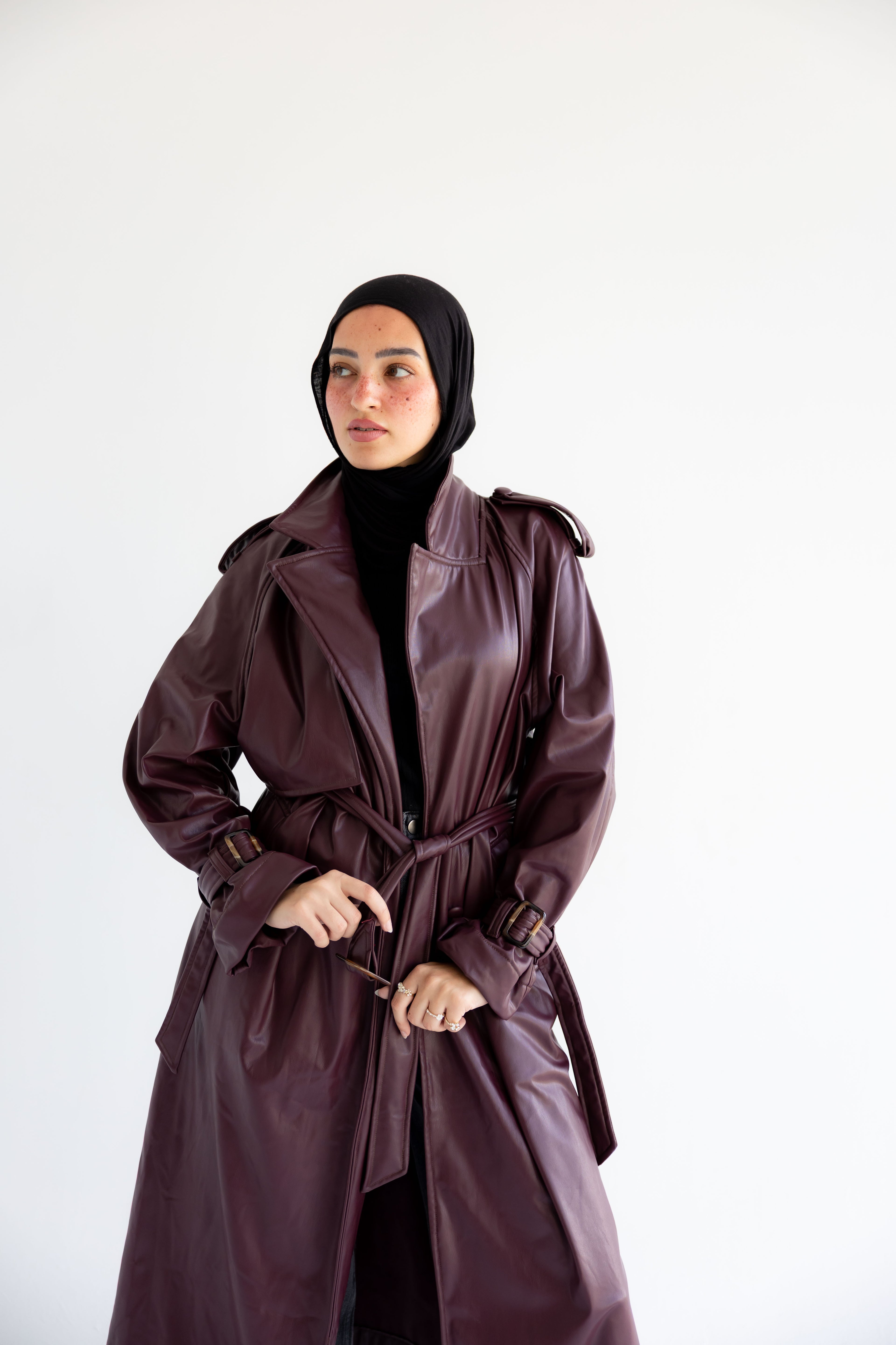 Long Leather Trench Coat - Pergandy