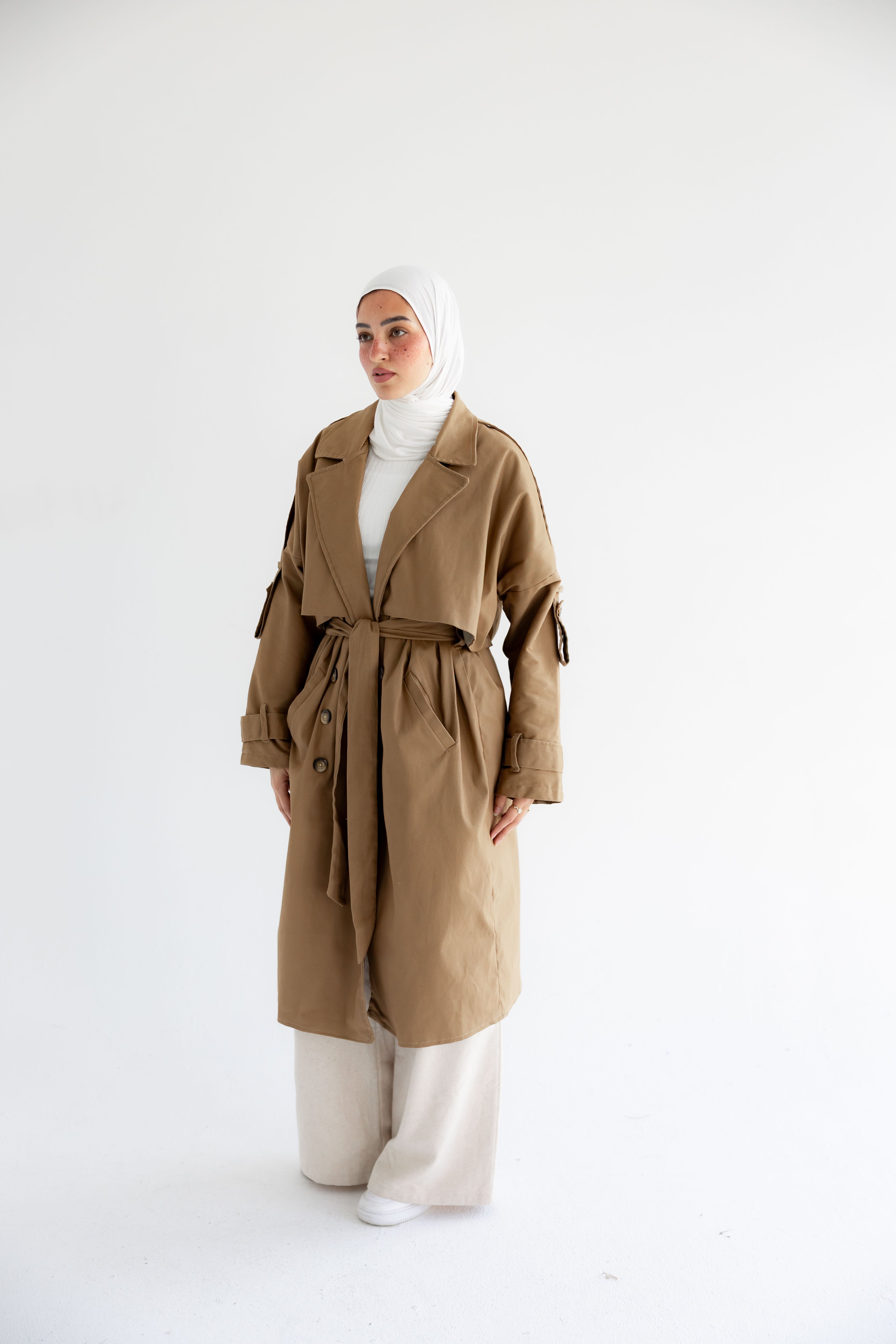 Long Gabardine Trench Coat
