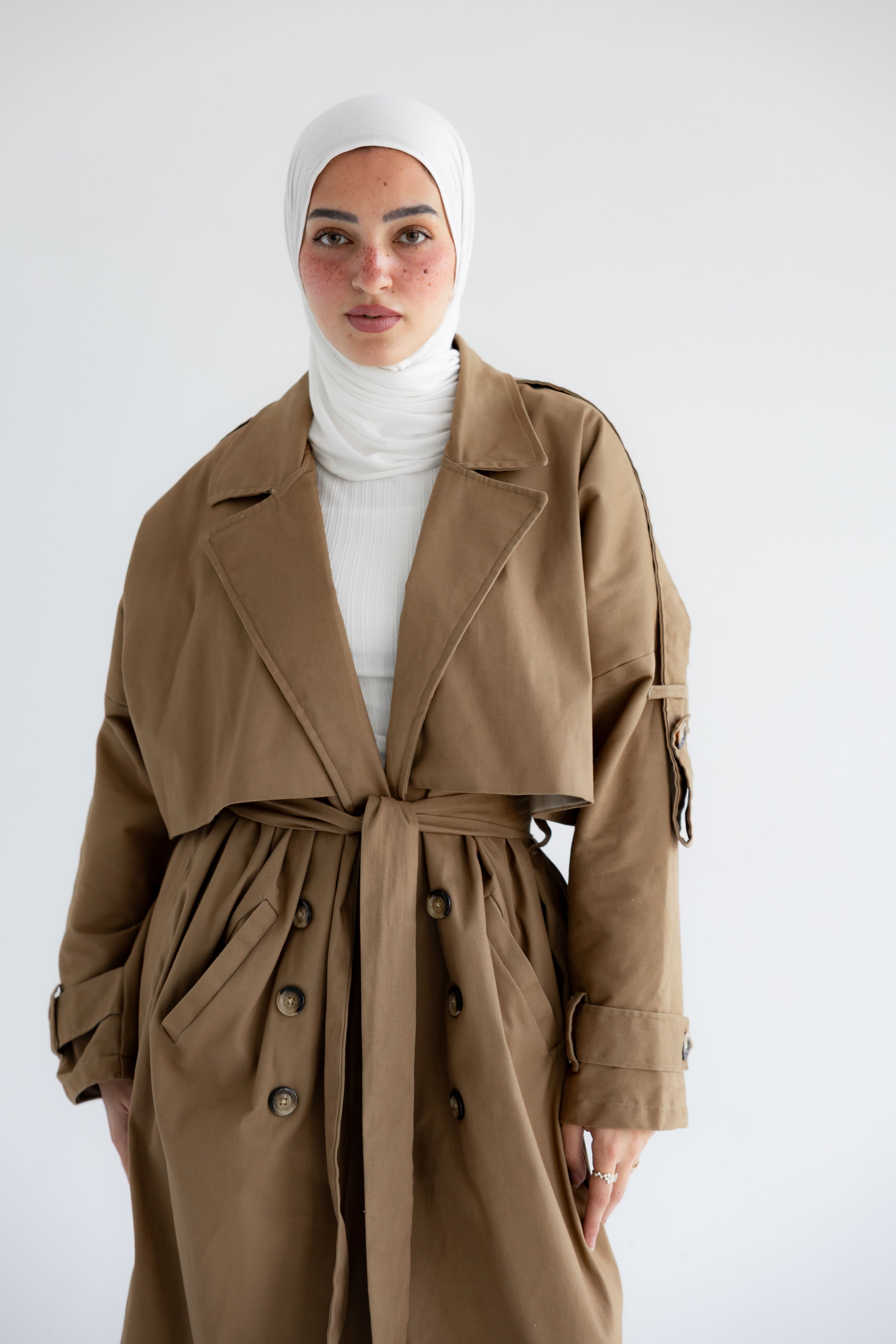 Long Gabardine Trench Coat