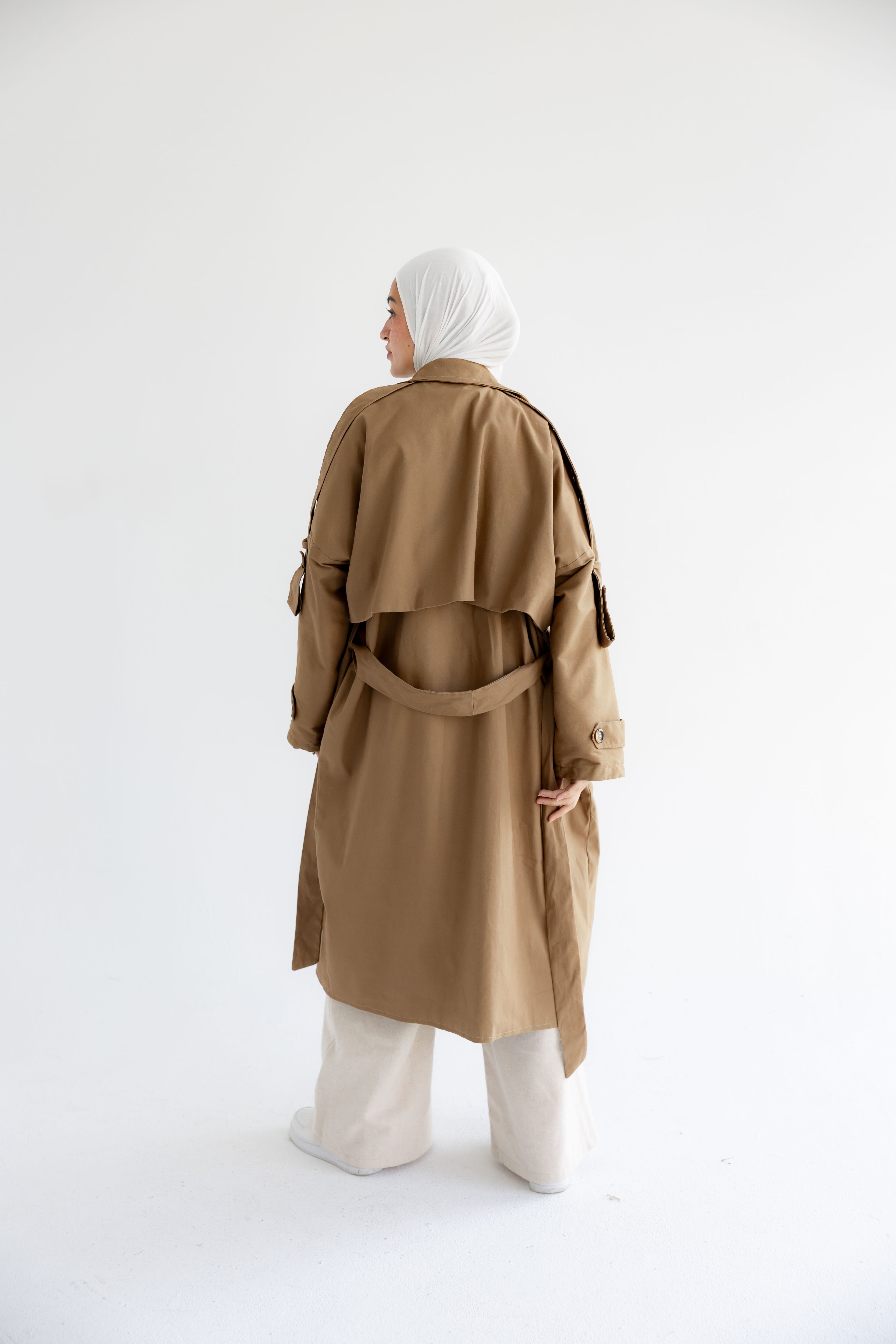 Long Gabardine Trench Coat