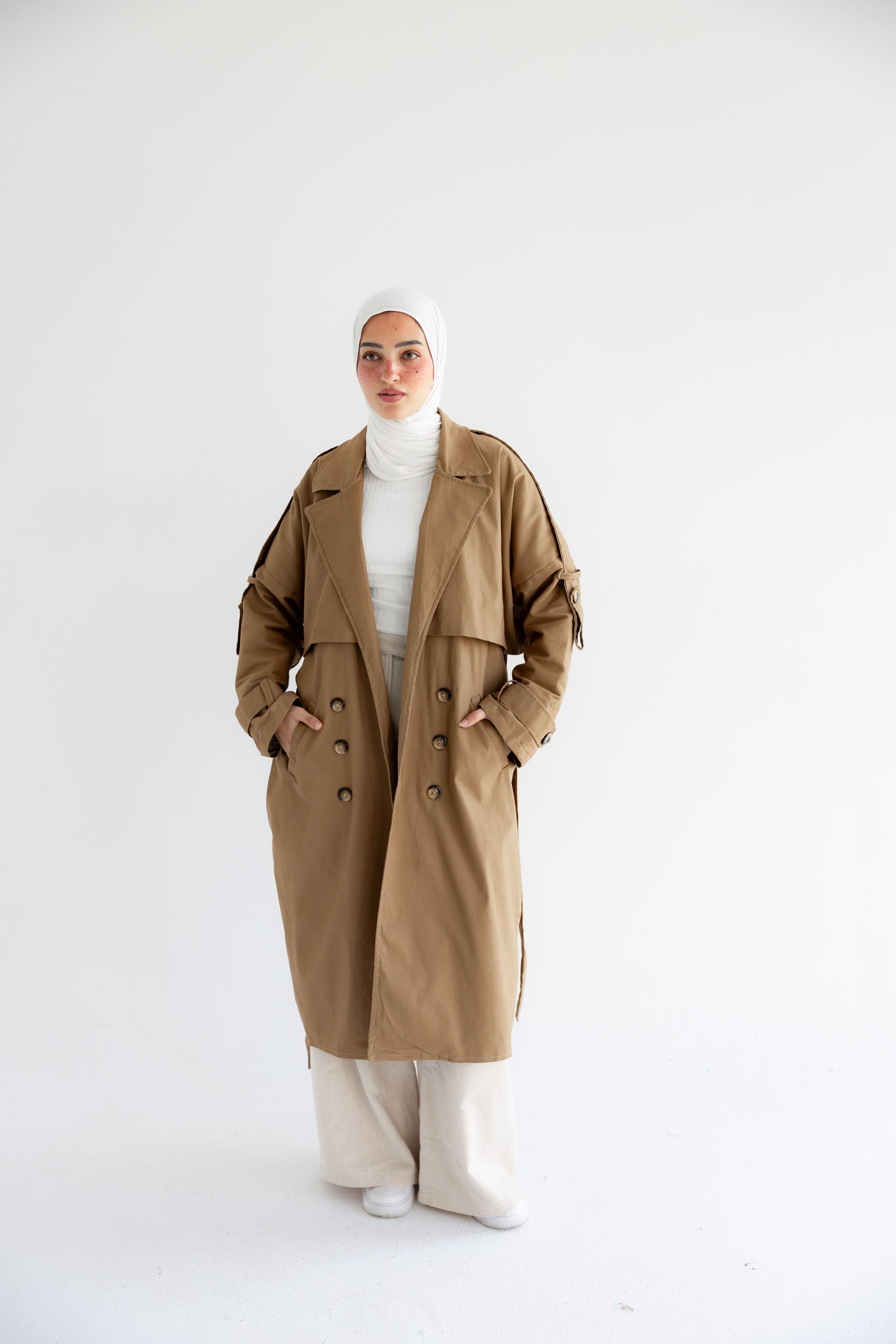 Long Gabardine Trench Coat