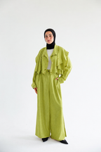 Layered modest set in linen blend – Kiwi