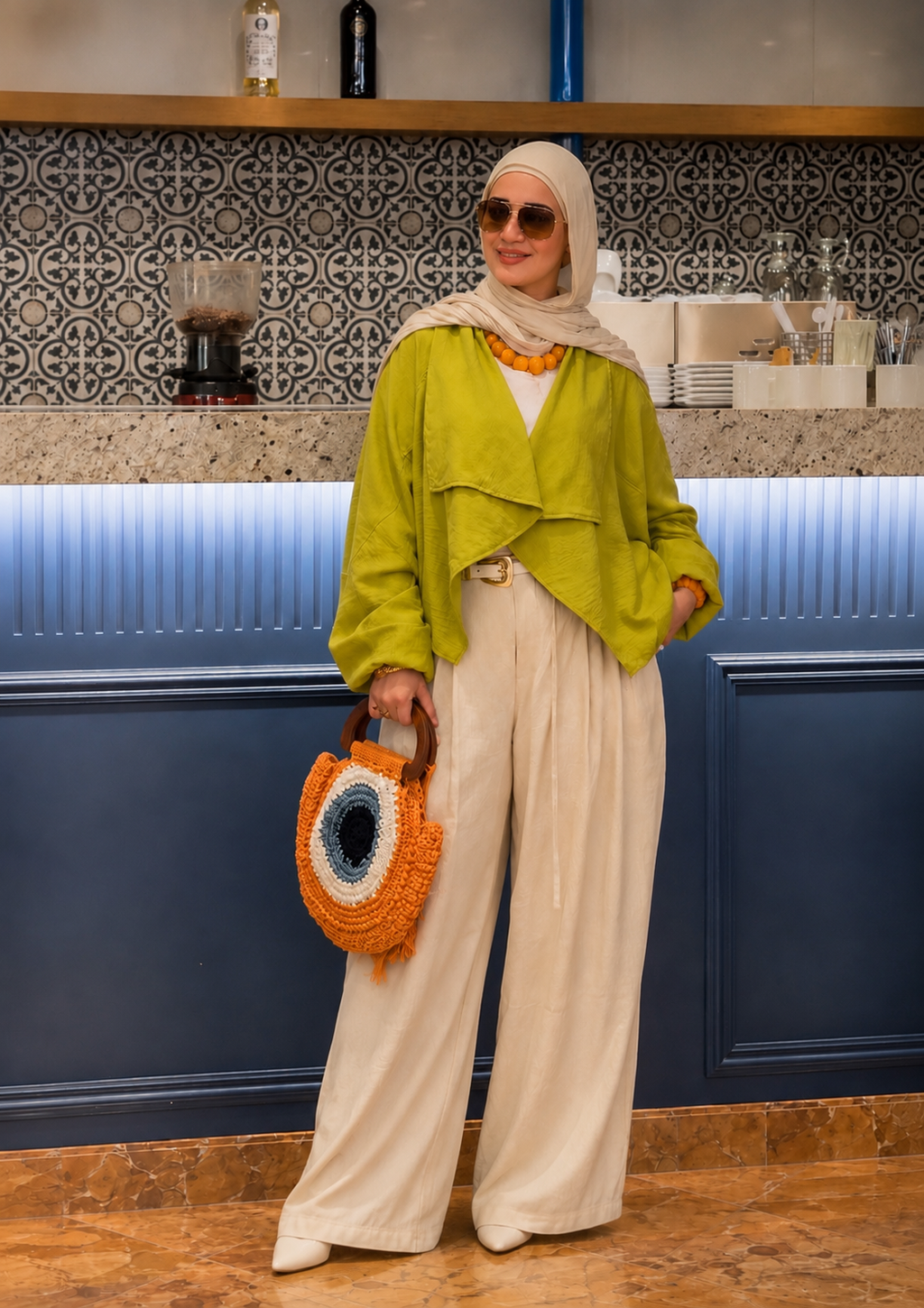 Draped open-front jacket in poplin - White