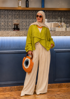Draped open-front jacket in poplin - White