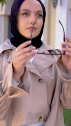 Waterproof Gabardine Trench Coat - Beige