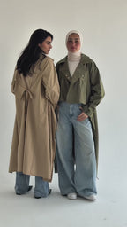 High-low trench shirt in cotton - Beige