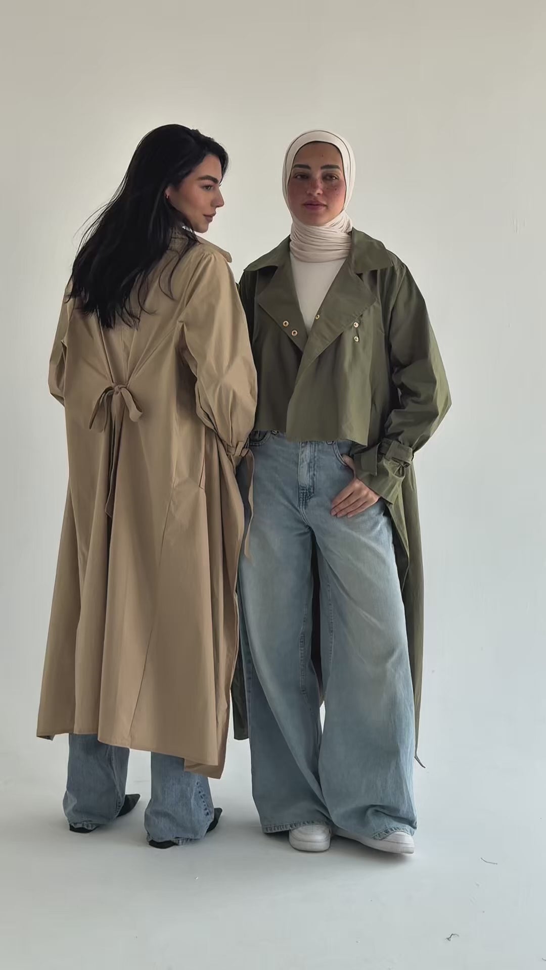 High-low trench shirt in cotton - Beige