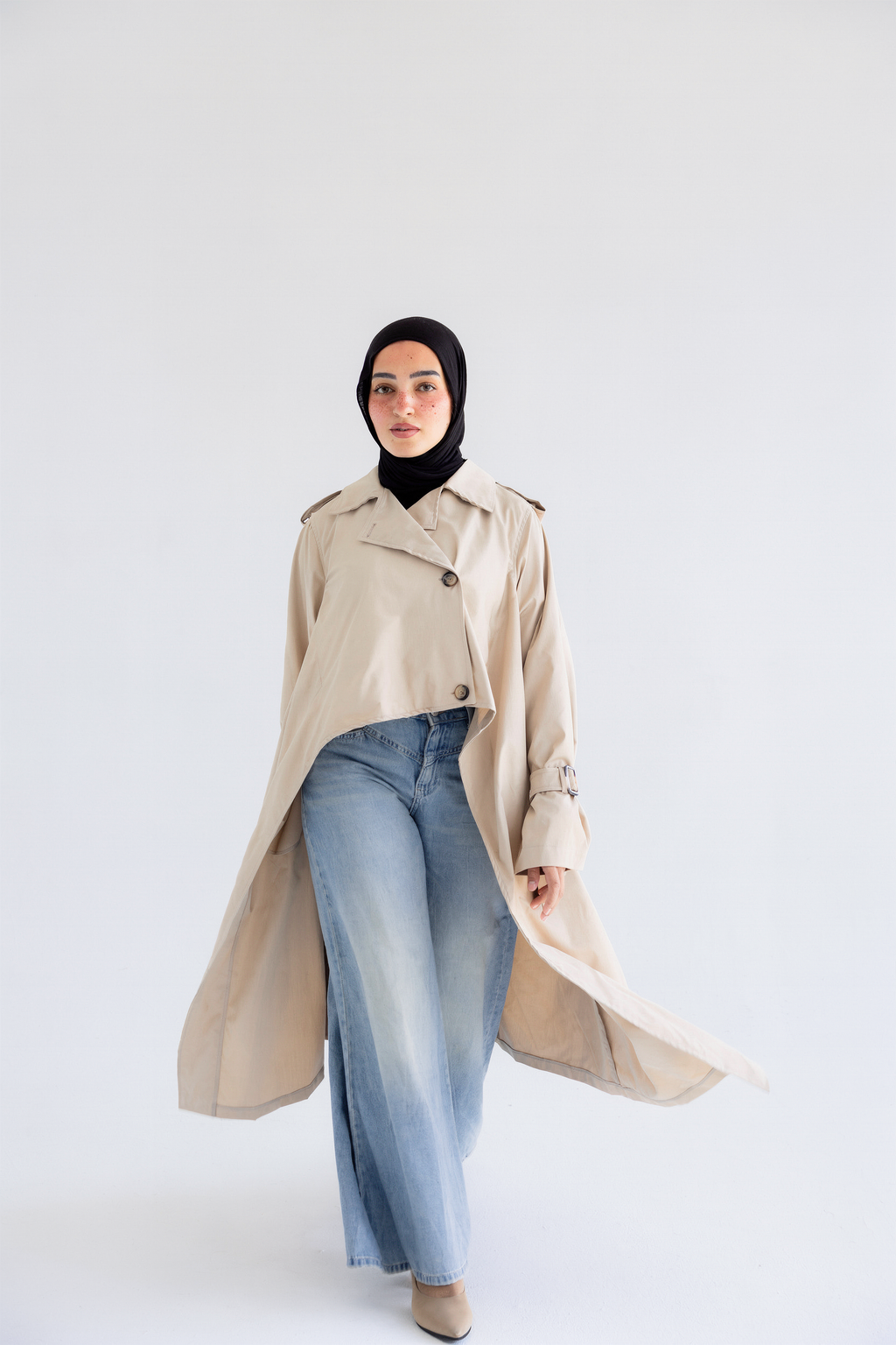 Waterproof Gabardine Trench Coat - Beige