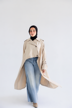 Waterproof Gabardine Trench Coat - Beige