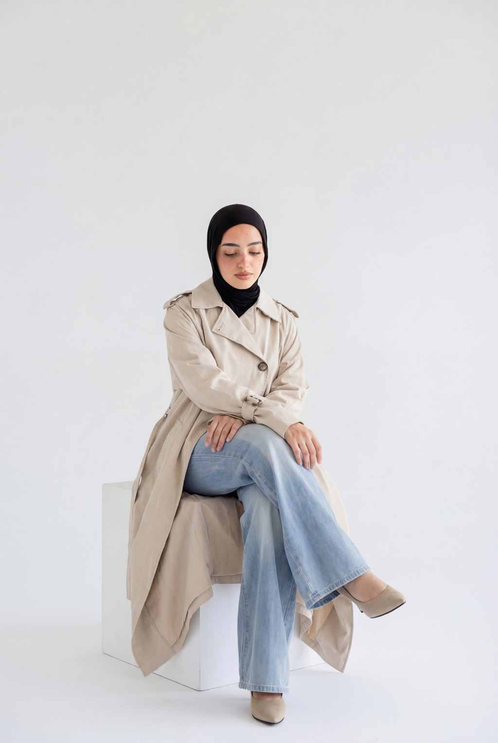 Waterproof Gabardine Trench Coat - Beige