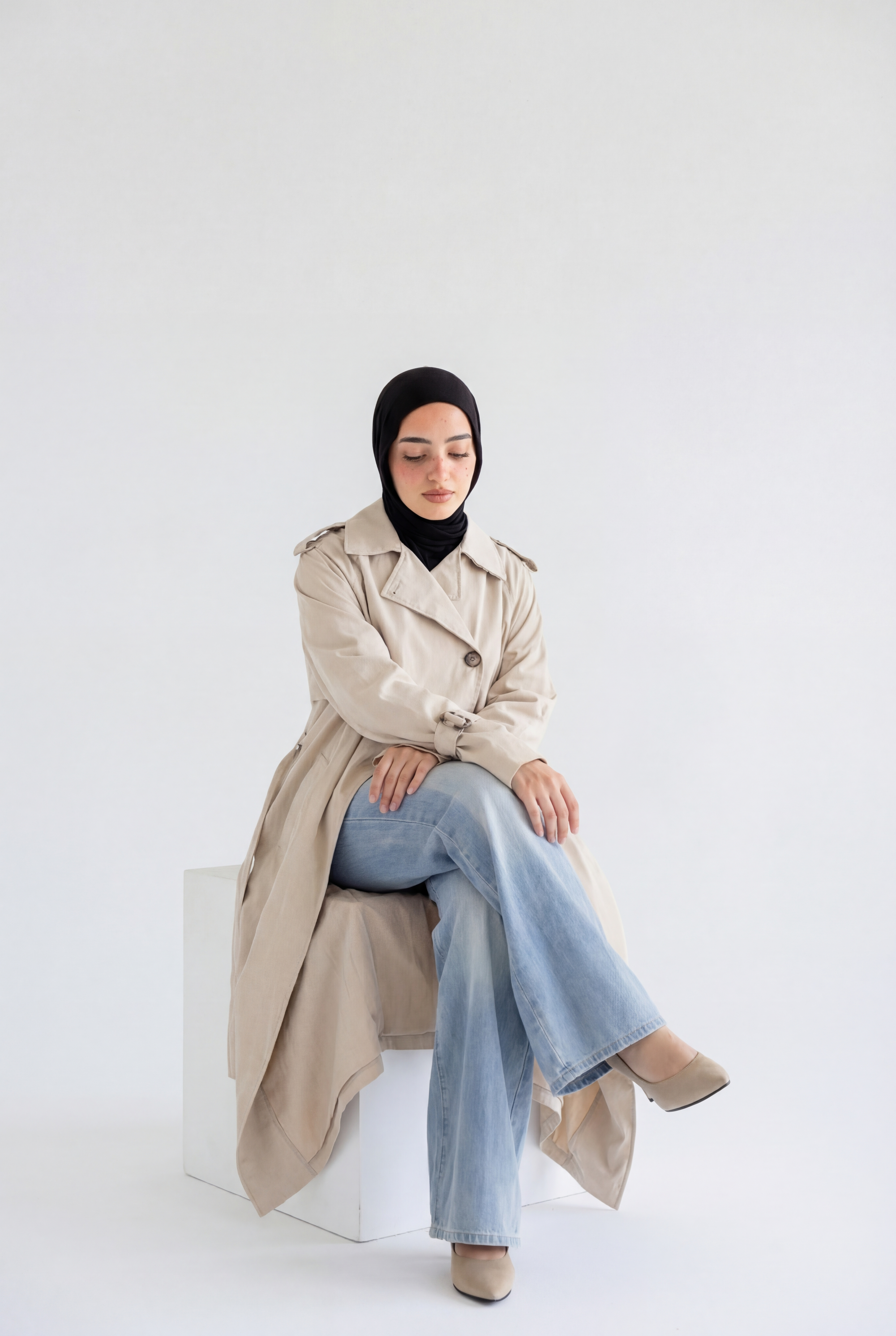 Waterproof Gabardine Trench Coat - Beige